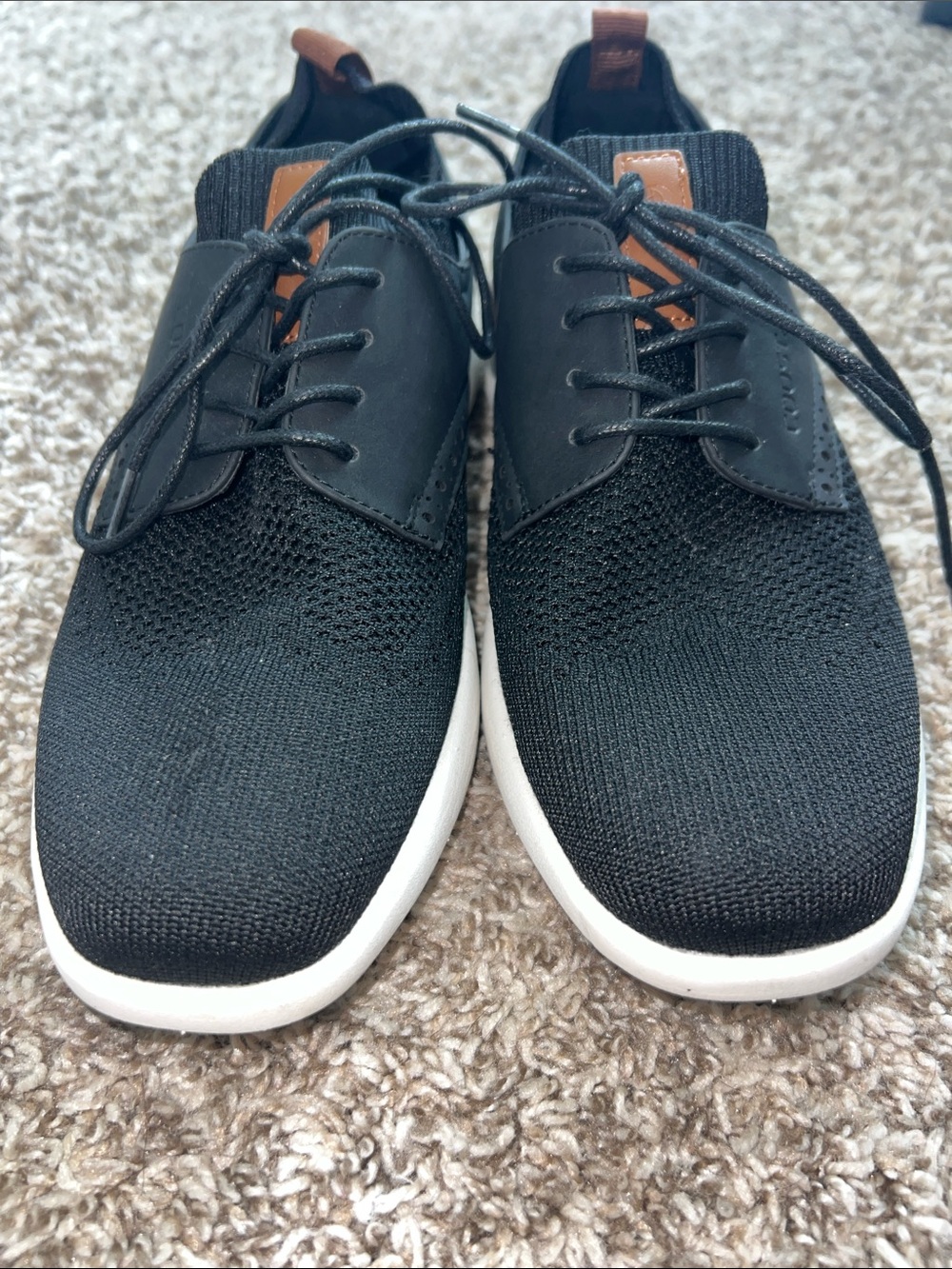 NWOT! Coostar Black Knit Lace-Up Sneakers with Brown Accents sz 8 - Picture 2 of 12